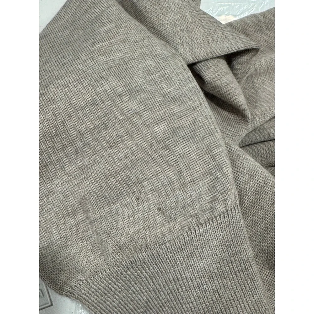 Maison Kitsune Fox Head Patch Wool Crewneck Sweater Taupe Beige Mens L